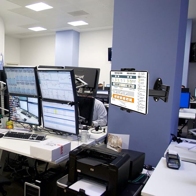 Foldable iPad Wall Mount Holder,Aluminium Extendable Tablet Wall Mount for 7~12.9 inch Tablets iPad/Nexus/LG G Pads/e-Reader/Switch,Adjustable Extension Articulating Arm Swivels Mount