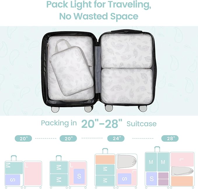 Cambond Compression Packing Cubes for Travel Women - Travel Bags Luggage Organizers Travel Essentials Compression Cubes for Travel Carry on Suitcases Organizer