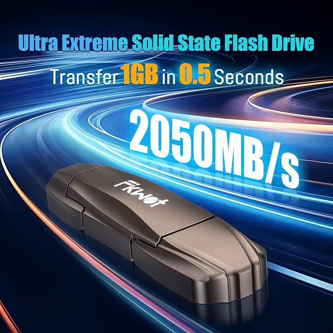 External SSD USB Flash Drive 512GB, Up to 2050MB/s 2-in-1 Type C+ USB A USB3.2 Gen2 Solid State Thumb Drive SSD Stick for iPhone 15/16/Android/Windows/Mac/PC/Laptops