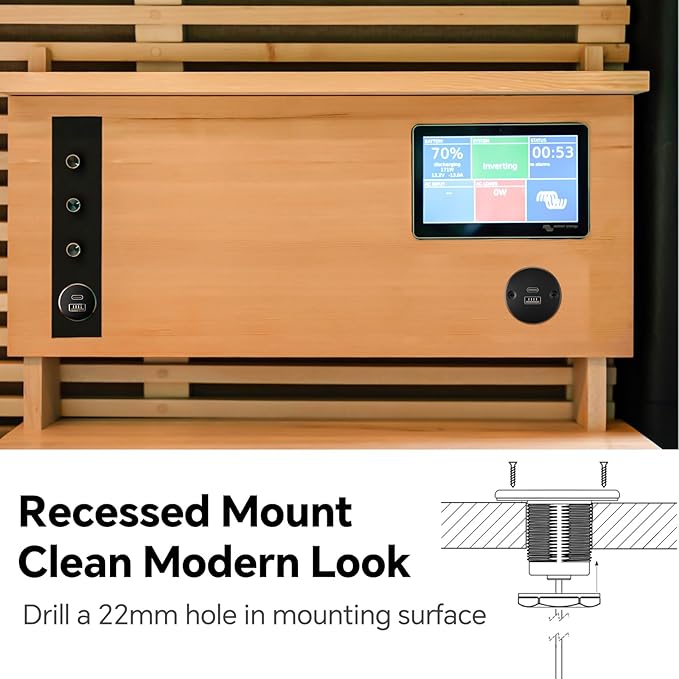 Acegoo RV USB Outlet All-Aluminum Type A + Type C Ports 12V/24V USB Charger, Recessed Mount 24W High-Speed Charging Socket, PD3.0 & QC3.0 Fast Charger for Camper Trailer Van Car Boat Golf Cart