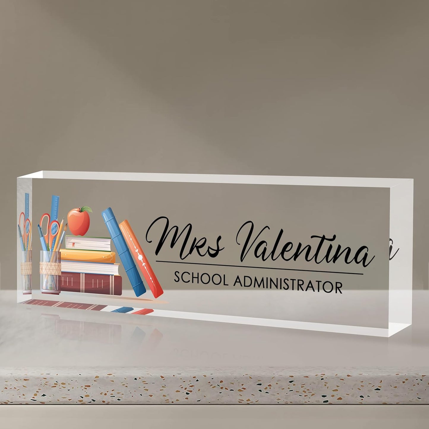 Custom Teacher Name Plate for Desk | Personalized Desk Acrylic Name Plate Office Accessories | Personalized Teacher Appreciation Gifts (C-For Teacher 1)