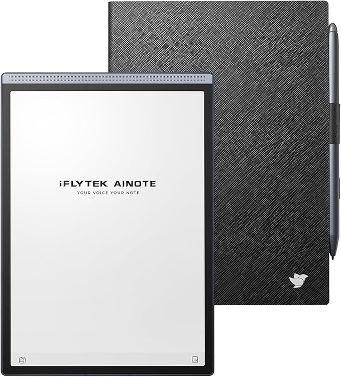 iFLYTEK AINOTE Air 2 Bundle with Black Folio Case, 8.2-inch AI Paper Tablet Writing Tablet, Digital Notebook with Pen, Voice-to-Text Transcription, Multi-Languages Chatgpt Support