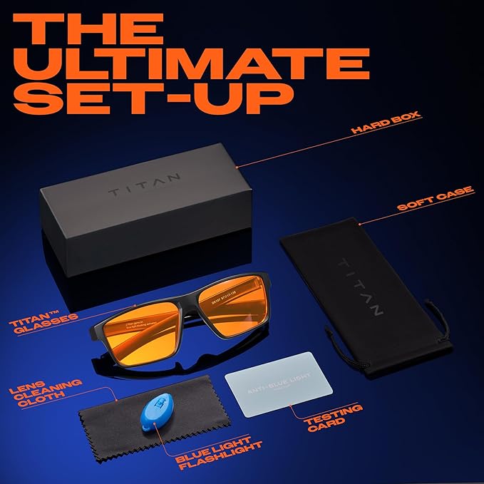 Titan Gaming Glasses, Anti Blue Light Glasses Men, UV400 Protection Blue Light Blocking Glasses for Computer Eye Strain