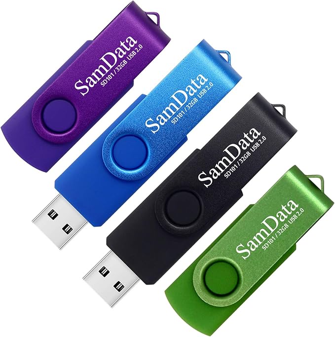 32GB USB Flash Drives 4 Pack 32GB Thumb Drives Memory Stick Jump Drive with LED Light for Storage and Backup (4 Colors: Black Blue Green Purple)