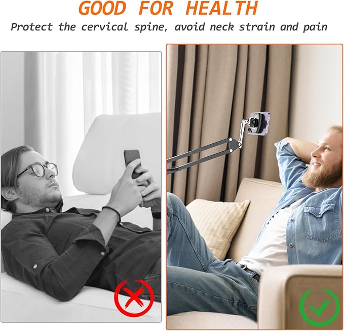 VRIG Magnetic Phone Holder Mount for Desk,MagSafe Flexible Overhead Phone Mount Stand,360° Free Adjustable Long Arm Cell Phone Stand for Desk/Bed for iPhone and More/Android,Magnetic Ring Included