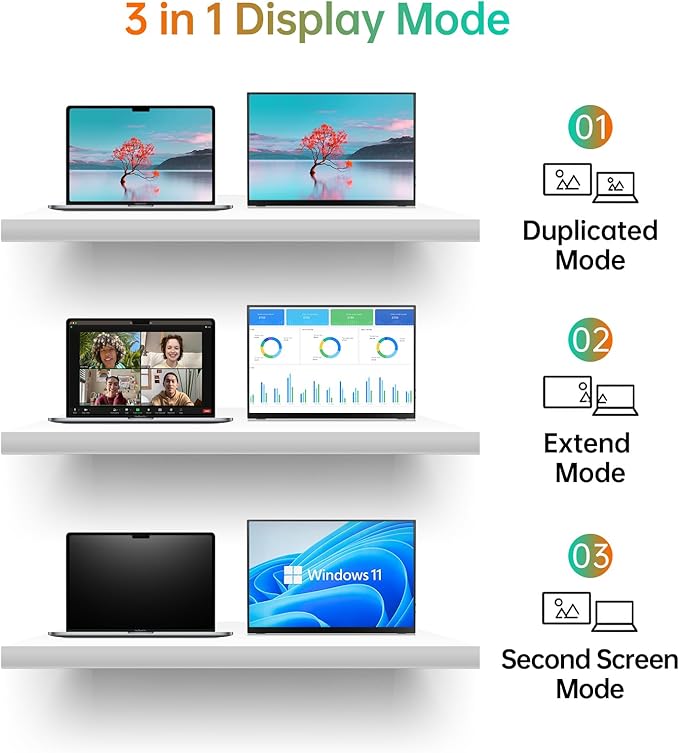 MNN 17.3" Portable Monitor 1080P FHD 144Hz Narrow Edge Laptop Monitor USB C HDMI Gaming Computer IPS HDR Screen for PC Mac Phone Xbox PS5 Switch Laptop w/Smart Cover & Speakers