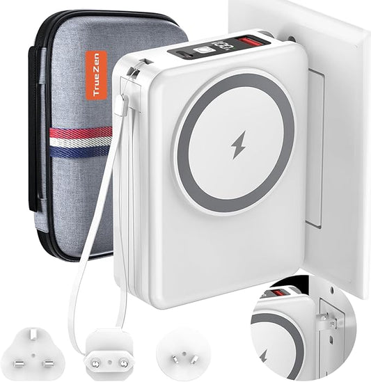 for Magsafe Battery Pack, 10000mAh Magnetic Portable Charger with USB C Cable, Travel Power Bank with Wall Plug Charger Block,Wireless Power Bank for iPhone 16/15/14/13/12/11 Series,Google,Galaxy