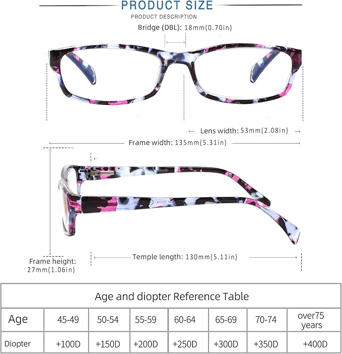 Henotin 5-Pack Reading Glasses Blue Light Blocking Anti Eyestrain Computer Reading Glasses for Women and Men Readers (Mix Color-C1, 1.75, Diopters)