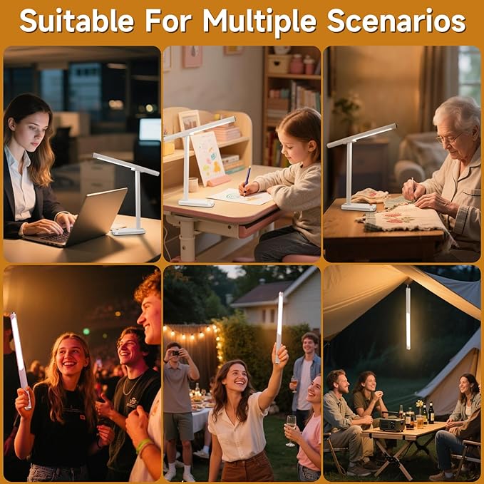 Magnetic Led Desk Lamp: 2 in 1 Reading Lamp with Phone Holder & USB Charging Port for Home Bedroom Office Study | Dorm Desk Lamp with 3500-6500k Touch Control Dimming | 5 Brightness Levels | White