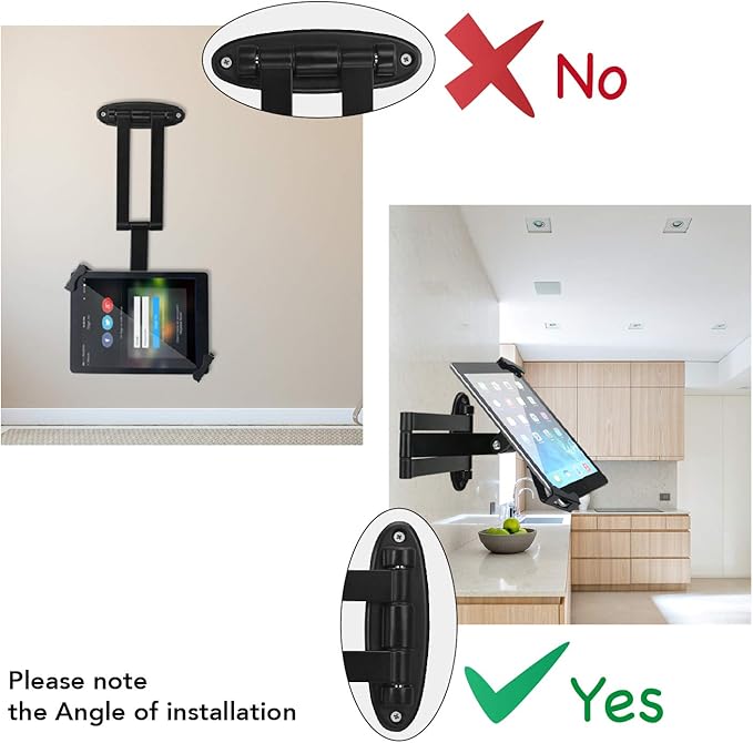 Tablet Wall Mount, Adjustable Arm Swivel, Anti-Theft Security Lock & Key, Foldable, 360 Rotating, Black