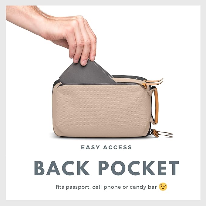 Tech Bag Organizer - Small Electronics Organizer Pouch for Travel - Premium Travel Case with Leather Accents - Mesh Pocket for Cables, Cords and Chargers (Tan)