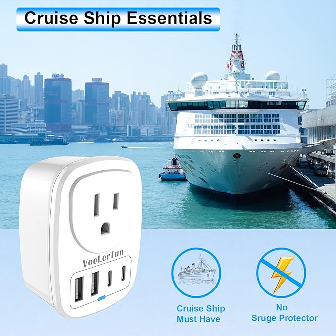 Multi Plug Outlet Extender 2 Packs, Wall Plug Adapter, American Type B Plug Adapter with 1 Electrical Outlets, 4 USB Charger Ports (2 USB C), for School, Travel, Office, Home Essentials