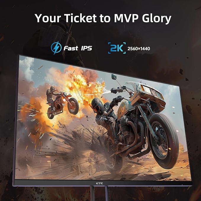 KTC 27” Gaming Monitor 180Hz QHD(2560× 1440p), 1MS,Fast IPS Monitor,122% sRGB,1X DP & 2X HDMI,HDR 10,VESA,FreeSync 144Hz 2K Monitor Black