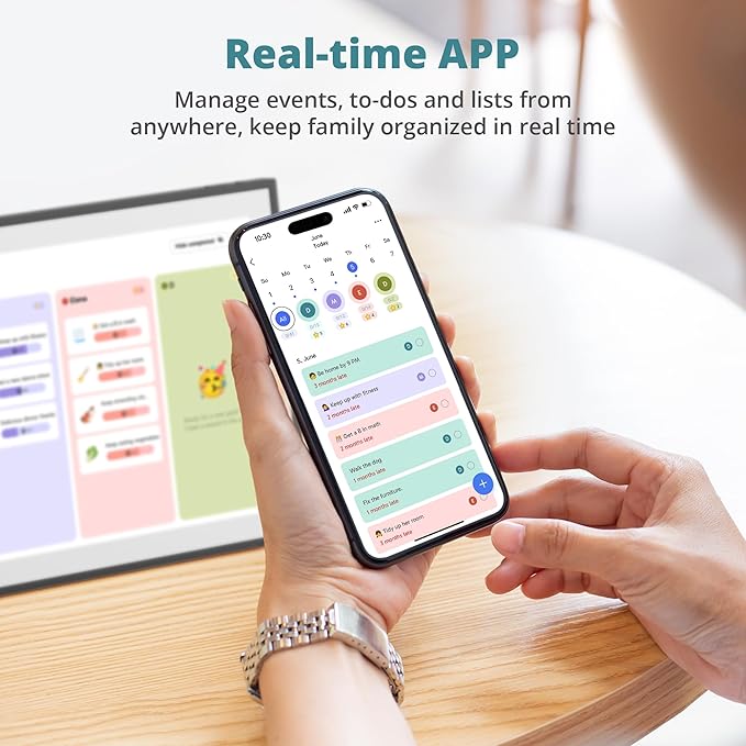 Digital Calendar 21.5 Inch Touch Screen, Electronic Wall Calendar Chore Chart for Family Monthly/Weekly Planner, Interactive Display Smart Calendar for Home Organization, Desk Mount Included - Black