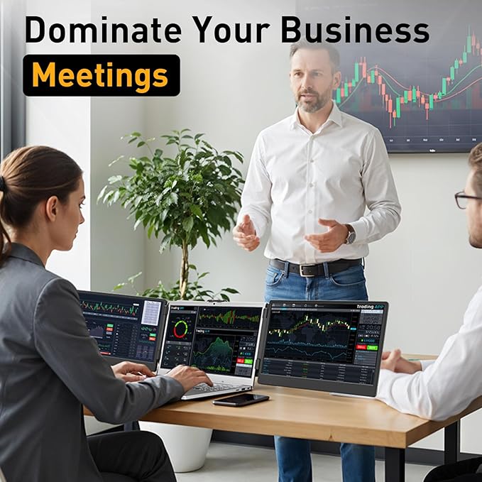 KEFEYA Laptop Screen Extender, 14.2" Portable Triple Monitor for Laptop with Full HD IPS Display, Monitor Extender Compatible with Mac, Windows, Chrome, Fits 13-17 Inch Laptops