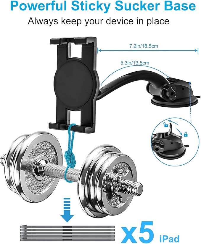 woleyi Car Dashboard Tablet Mount, Car Dash Tablet Holder with Strong Sticky Gel Suction Cup, Compatible with iPad Pro/Air/Mini, Galaxy Tabs/Z Fold, Fire HD, More 4.7-13" Cell Phones and Tablets