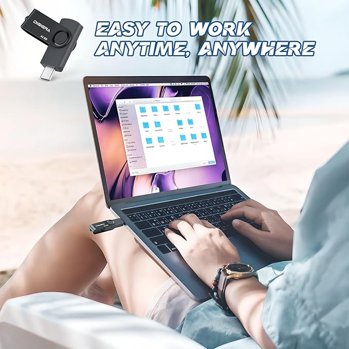 64GB Flash Drive, USB 3.2 Gen 1 Type-C Thumb Drive with 140MB/s Read, 360° Swivel Design, Compact & Lightweight Memory Stick for File Transfer, Photo Backup, and Travel-Friendly Storage