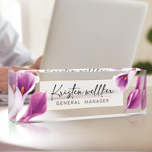 Desk Name Plate Personalized | Custom Name Plates for Desks | Office Gifts for Coworkers, Boss, Employee, Teacher, Social Worker | Office Desk Decor - (8" x 2.5")-Design 8