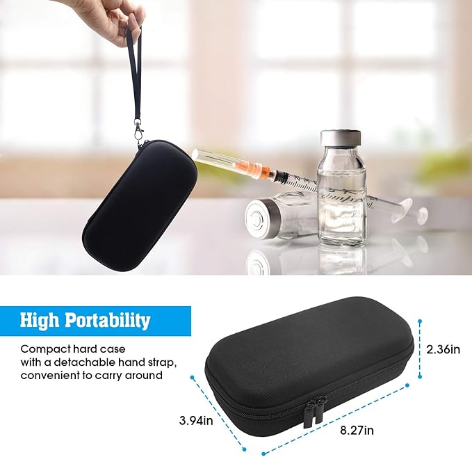 ProCase Insulin Cooler Travel Carrying Case, Diabetic Medication Organizer Insulated Cooling Bag with 2 Ice Packs for Insulin Pens Syringe Needle -Black