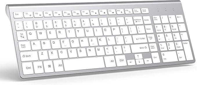 JOYACCESS Wireless Keyboard, 2.4G Slim and Compact Wireless Keyboard with Numeric Keypad for Laptop, MacBook air, Desktop, Computer, PC-Sliver&White