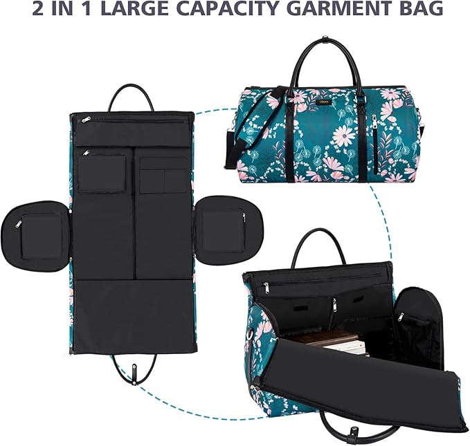Garment Bag for Travel Convertible Carry On Garment Bag Large Travel Duffel Bags for Women 2 in 1 Hanging Suitcase Suit Travel Bags for Women & Men 3pcs Set