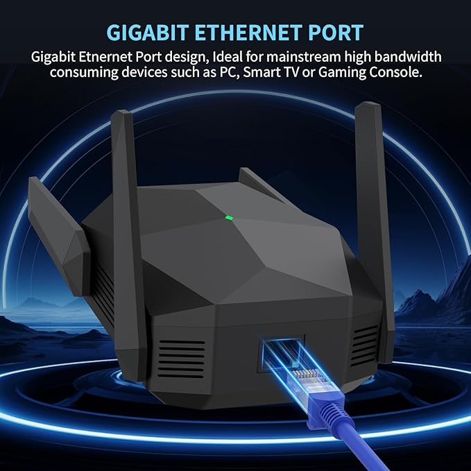 2025 AX3000 WiFi 6 Range Extender, WiFi Extender Signal Booster with Gigabit Ethernet Port, Dual Band (2.4G&5.8G) WiFi Repeater Cover up to 13888sp.ft, Faster Speed and Wider Cover, Quick Setup