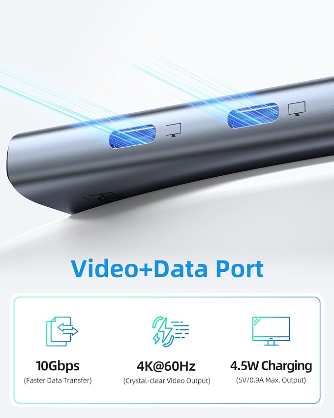 Selore&S-Global USB C Splitter with 4K/60Hz Video Output,USB C Hub Dual Monitor with DP Alt Mode,10Gbps Data Transfer,100W PD,Docking Station Dual Monitor for Windows Laptop,Portable Monitors