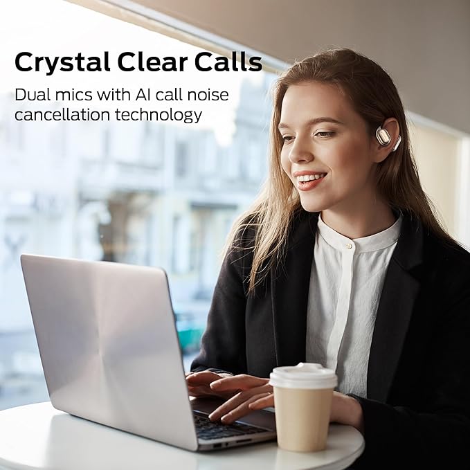 Monster Open Free AC100 Open Ear Headphones, Bluetooth 5.3 Wireless Headphones with Earhooks,Immersive Stereo Sound by Dual Large Driver, Clear Talk, 30H Playtime,Waterproof Earbuds for Running, White