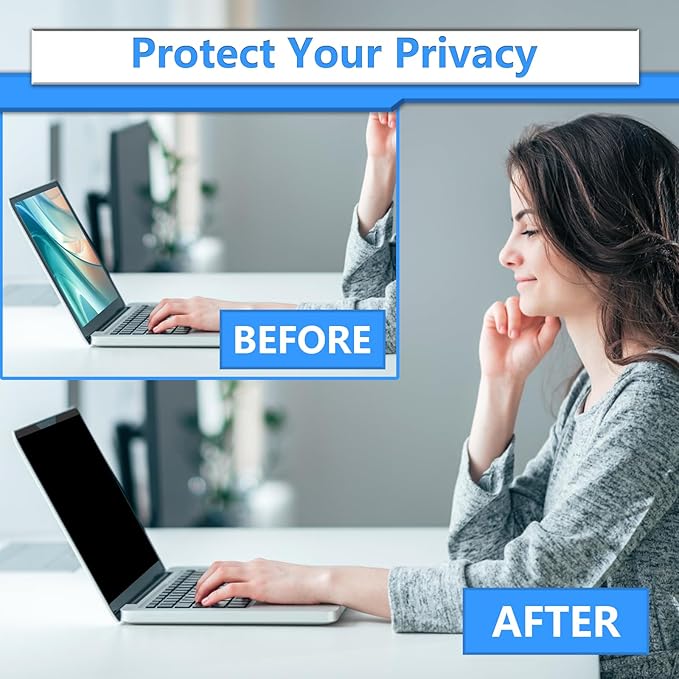 ZOEGAA Magnetic 15.6 Inch Laptop Privacy Screen Filter, Compatible with HP Dell Acer Asus Samsung Lenovo, for 16:9 Widescreen Display Laptop Privacy Screen 15.6 inch and Anti-Glare Protector