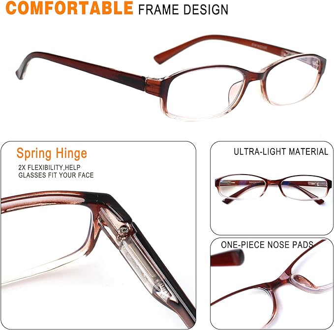 NORPERWIS 6 Pack Ladies Reading Glasses for Women Blue Light Blocking Spring Hinge Fashion Eyeglasses Readers for Women (Mix Color, 0.75)