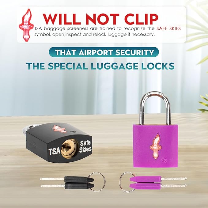 12 Pack TSA Travel Lock,TSA Luggage Lock for Suitcases, Gun Cases & Travel Bags - Solid Brass Security Lock with Color Shell (12 Colors: Black/Juice)