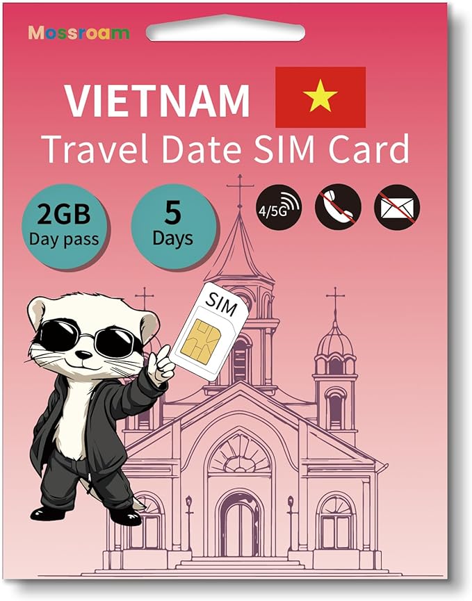 Vietnam Data SIM Card,2GB High-Speed 5G/4G LTE,for 5 Days - Prepaid, No Hidden Fees - Ideal for Tourists, Digital Nomads & Business Trips