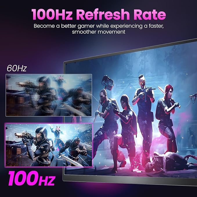 Large Portable Monitor 18.5 inch FHD 1920x1080p 100 Hz 130% sRGB HDR HDMI USB-C Portable Gaming Monitor VESA Compatible, External Second Screen for Laptop, MacBook, Surface, PC, Game Console