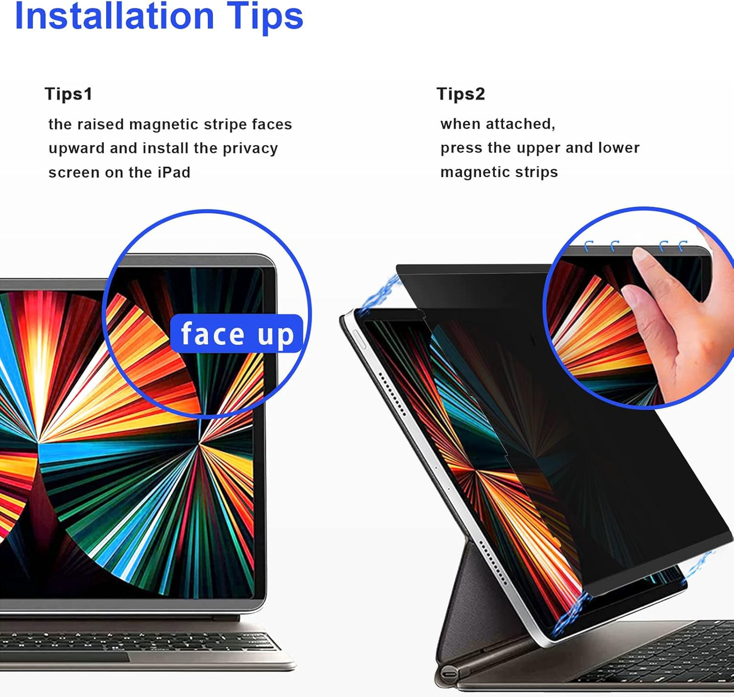 Mamol iPad Pro 12.9 inch Magnetic Privacy Screen Protector, Removable&Reusable Anti-Spy Filter for iPad Pro 12.9", Anti-Glare Privacy Filter, Easy Installation and Bubble Free