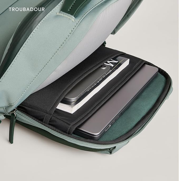 Troubadour Apex 4.0 Compact - 16L Premium Laptop Backpack - Ergonomic & Water Resistant - Designed for Work and Travel - Green Smoke