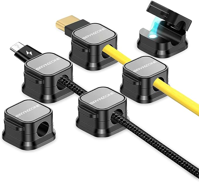 Cord Holder for Nightstand, 6 Pack Cable Organizer Clips for Home, Office, Car, Desk, Phone Charger Cord Holder with Strong Adhesive Pads, Car Charger Holding Clips, USB Cord Organizer to Decor