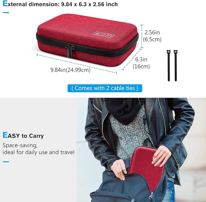 ProCase Hard Travel Electronic Organizer Case for MacBook Power Adapter Chargers Cables Power Bank Apple Magic Mouse Apple Pencil USB Flash Disk SD Card Small Portable Accessories Bag