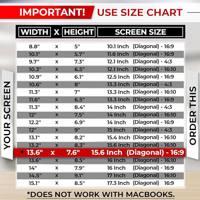 15.6 Inch 16:9 Laptop Privacy Screen Filter - Computer Monitor Privacy Shield and Anti-Glare Protector