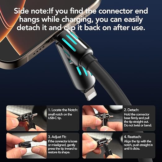 MFish 240W 4-in-1 Universal USB Charging Cable [2 Pack, 6.6ft] – Fast Charger Cord with USB-A, Dual USB-C & Lighting, for iPhone 14/15/16/17 Series, iPad & MacBook & More (2PACK, Black+White, 6.6Ft)