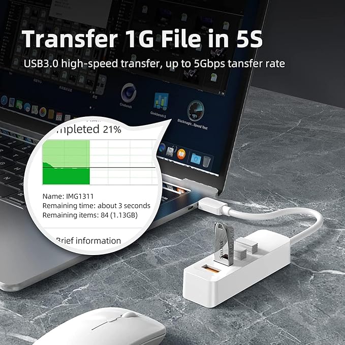 Hub USB C, USB tipo C a USB 3.0 Hub con 4 puertos USB 3.0, concentrador de transmisión de datos 5Gbps, Compatible con MacBook Pro, iPad Pro, MacBook Air, Dell XPS, Surface Book, etc. (1)