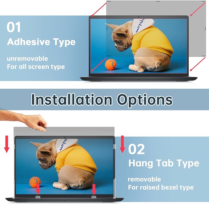 IPROKKO Laptop Privacy Screen 15.6 Inch for Hp/Dell/Asus/Acer/Samsung/Lenovo/HUAWEI, Removable 16:9 Aspect Privacy Filter, Anti Glare Blue Light Laptop 15 in Black Spy Security Shield