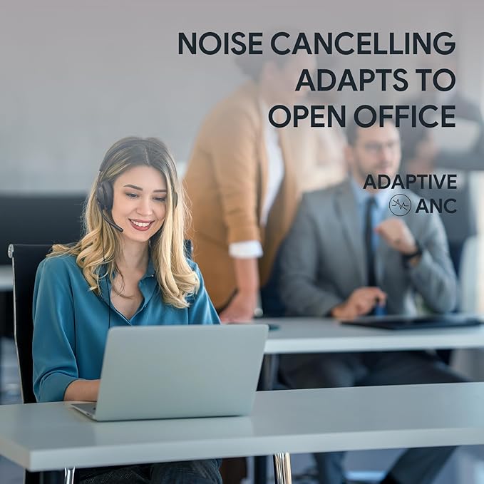 Yealink UH48 ANC USB Headset with Microphone, Active Noise Cancelling Wired Headphones for PC Computer, Works with Zoom Teams and Other Call Platforms, All Day Comfort, Mute Button