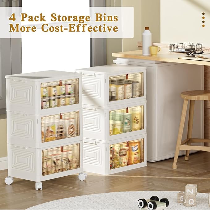 23Qt Plastic Storage Bins with Lids 3 Tier, Stackable for Storage, Boxes Lids, Containers, Multifunctional Folding Bedroom, Living Room, Study, Toy White