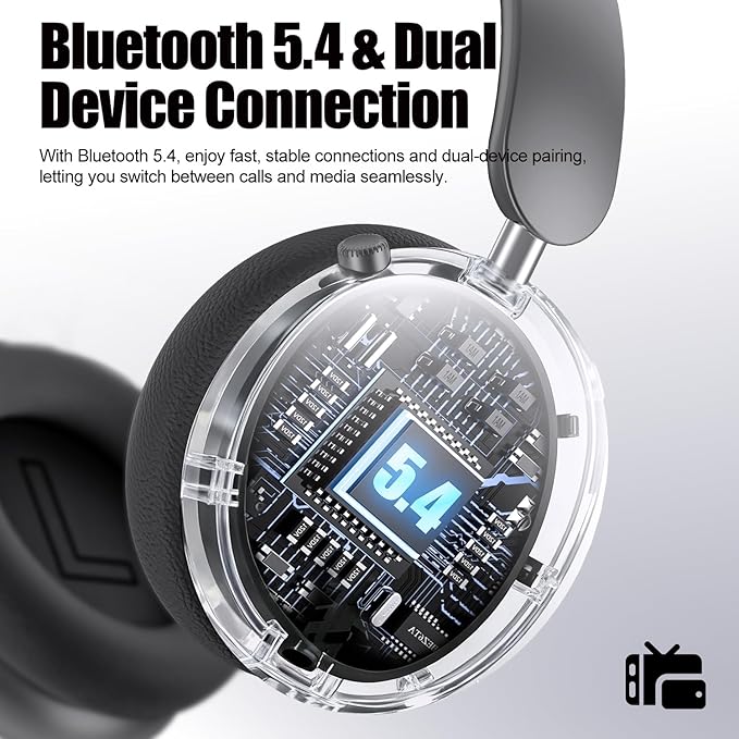 Wentronic Y06 Noise Cancelling Headphones,58H Playtime and 5 EQ Music Modes Wireless Over Ear Bluetooth Headphones with Microphone,Lossless Audio,Multipoint Connection,Foldable,Lightweight,Space Grey