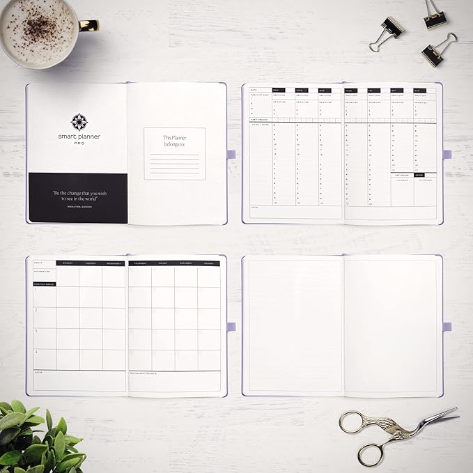 Smart Planner Pro – Large 11 x 8.5 inches (A4) – Undated Agenda Daily Planner – Tested & Proven to Achieve Goals & Increase Productivity, Time Management & Happiness with Weekly, Monthly, Gratitude Sections, Back Pocket (Lavender)