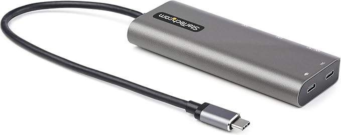StarTech.com USB C Multiport Adapter - USB-C to HDMI or Mini DisplayPort 4K 60Hz, 100W Power Delivery Pass-Through, 4-Port 10Gbps USB Hub - USB Type-C Mini Dock - w/ 12" Attached Cable (DKT31CMDPHPD)