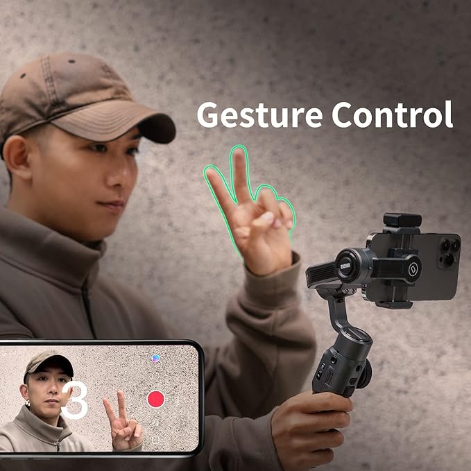 ZHIYUN Smooth 5 3-Axis Handheld Gimbal Stabilizer with Dual-Side Magnetic Lights for iPhone Smartphone Android Cell Phone - Portable Stabilizer for Vlogging, YouTube, Tiktok, Live Video