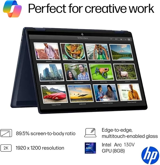 HP Omnibook X Flip 2 in 1 14’’ 2K Touchscreen Laptop, Convertible Laptop 16GB DDR5 RAM 2TB SSD, Intel Core Ultra 5 226V, Intel Arc GPU, Thunderbolt 4, Windows 11 Pro, Office 365 with Microsoft Pen