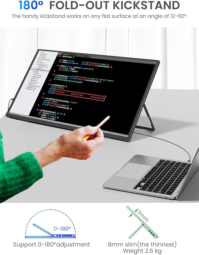 UPERFECT 24.5" 2K QHD Large Gaming Monitor, 2560×1440, 165Hz USB-C/144Hz HDMI, 1ms, FreeSync HDR IPS, Dual Speakers, VESA Stand, Mobile Second Screen for Laptop, MacBook, Switch