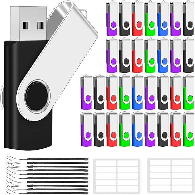 AreTop 100 Pack 8GB USB Flash Drives Bulk of 2.0 Thumb Drives Pack 8GB USB Drive Bulk Pen Drive Zip Drive Memory Stick with Lanyard for Storage and Backup (Mixed Colors 100pcs)